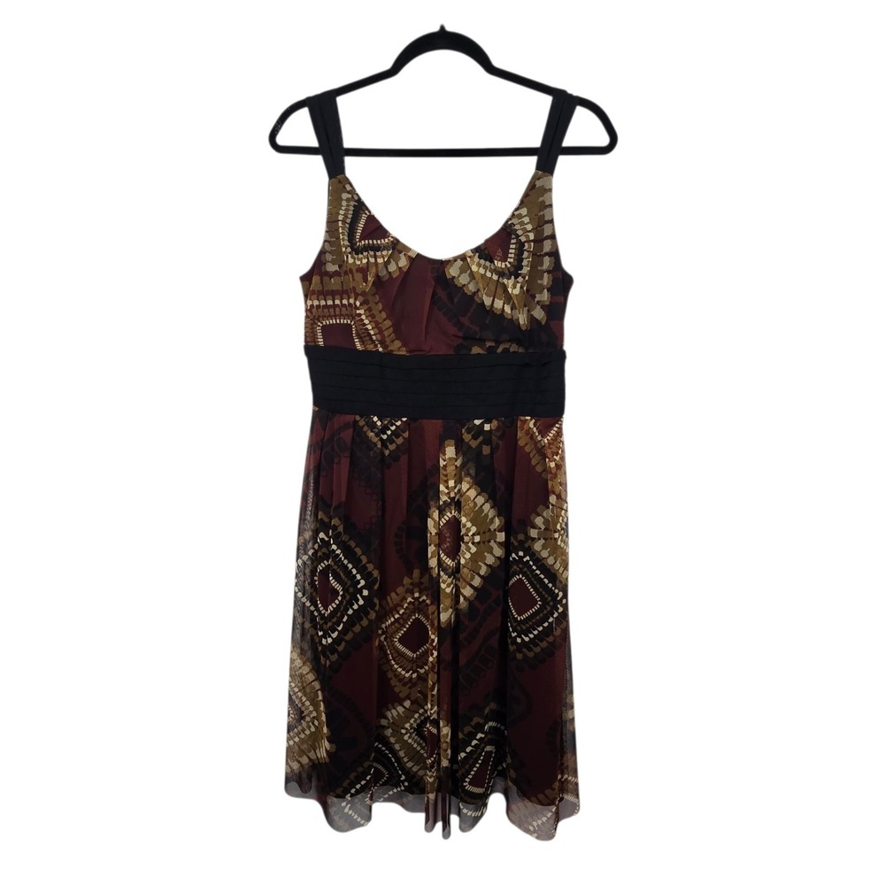 Vintage 90s Y2K Kathy Roberts Babydoll‎ Mesh Dress Womens Sz 8 Black Brown Lined